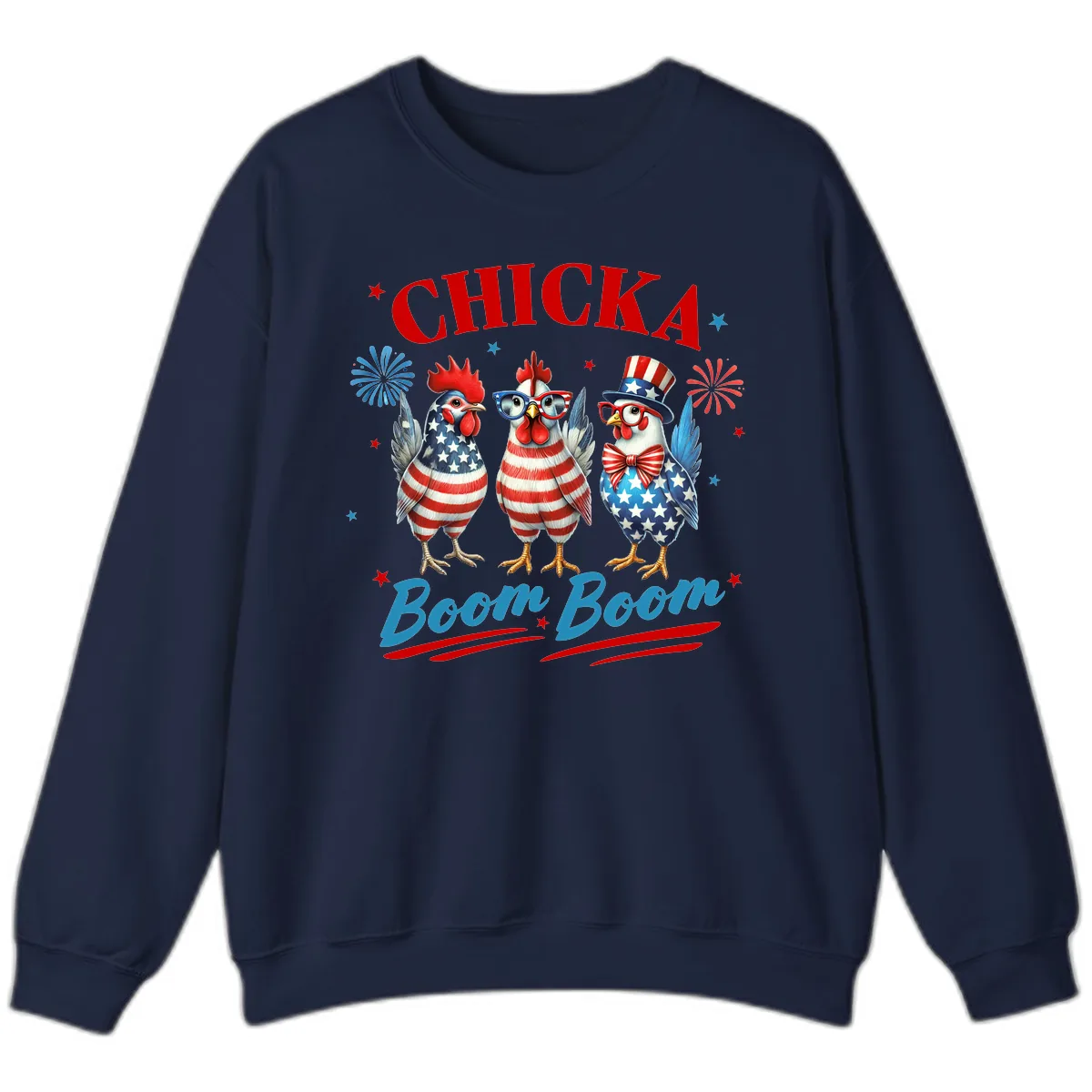 Chicka Boom Boom Patriotic Chickens Sweatshirt in Navy