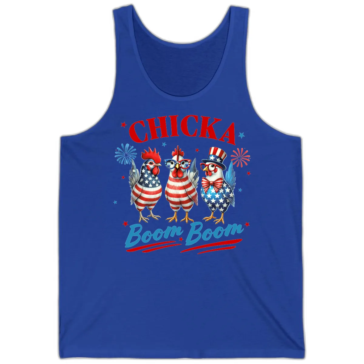 Chicka Boom Boom Patriotic Chickens Tank in True Royal