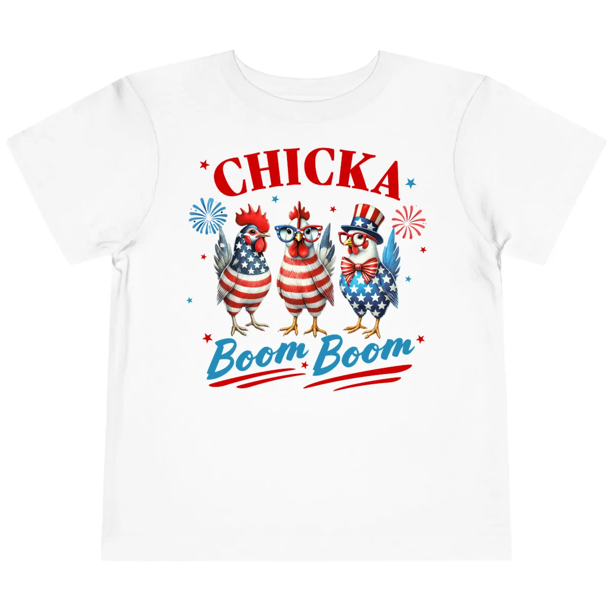 Chicka Boom Boom Patriotic Chickens Toddler T-Shirt in White