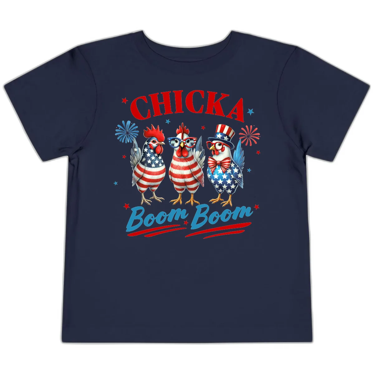 Chicka Boom Boom Patriotic Chickens Toddler T-Shirt in Navy
