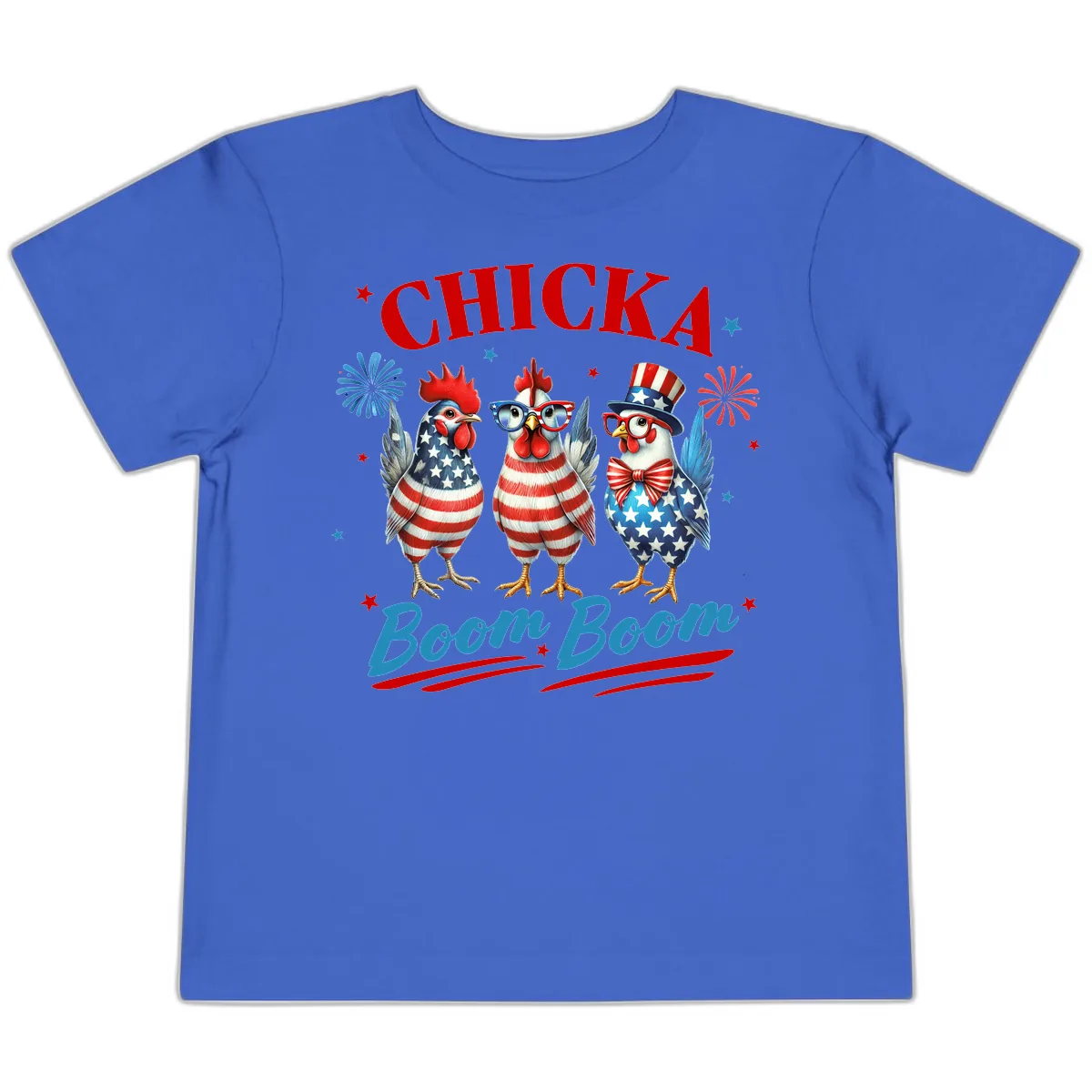 Chicka Boom Boom Patriotic Chickens Toddler T-Shirt in True Royal