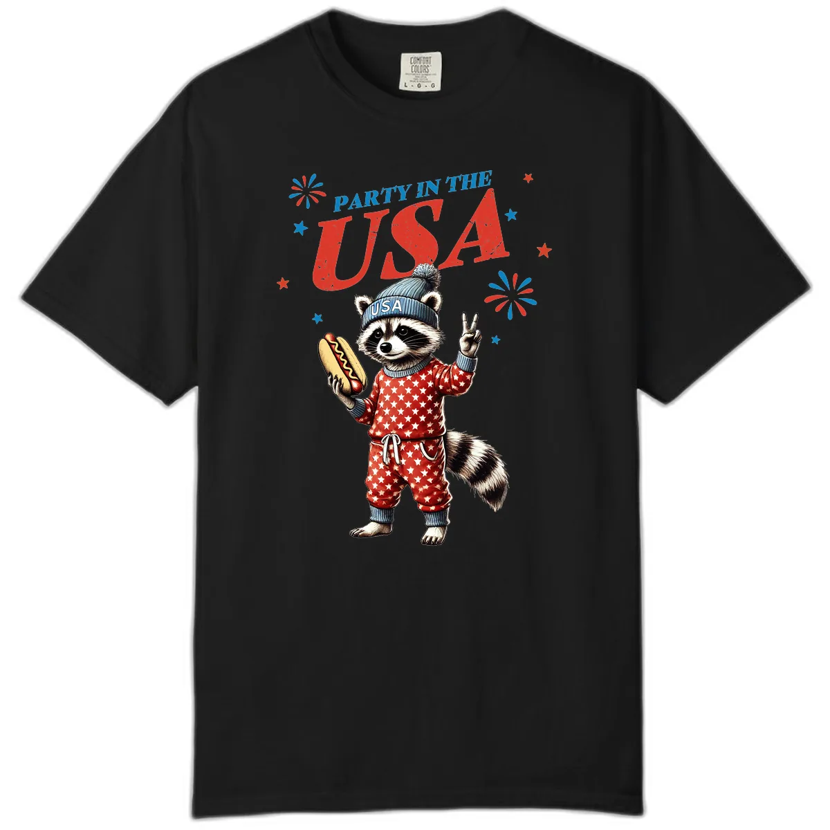Party USA Raccoon Hotdog Celebration Comfort Color in Black