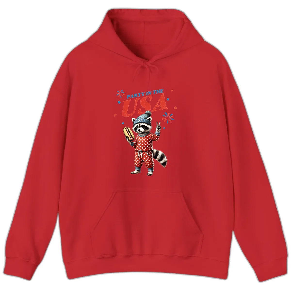 Party USA Raccoon Hotdog Celebration Hoodie in Red