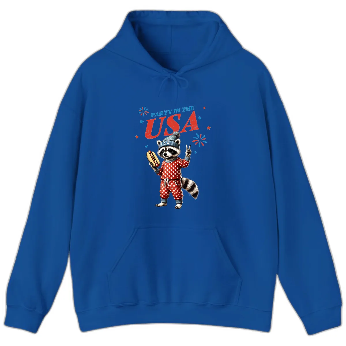 Party USA Raccoon Hotdog Celebration Hoodie in Royal