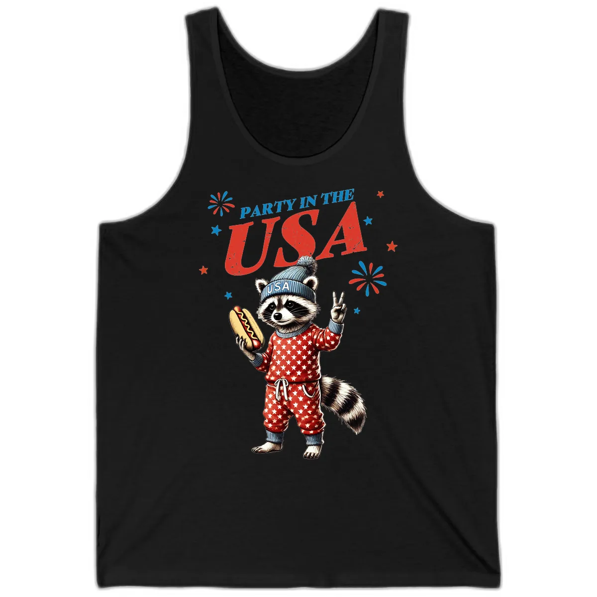 Party USA Raccoon Hotdog Celebration Tank in Black