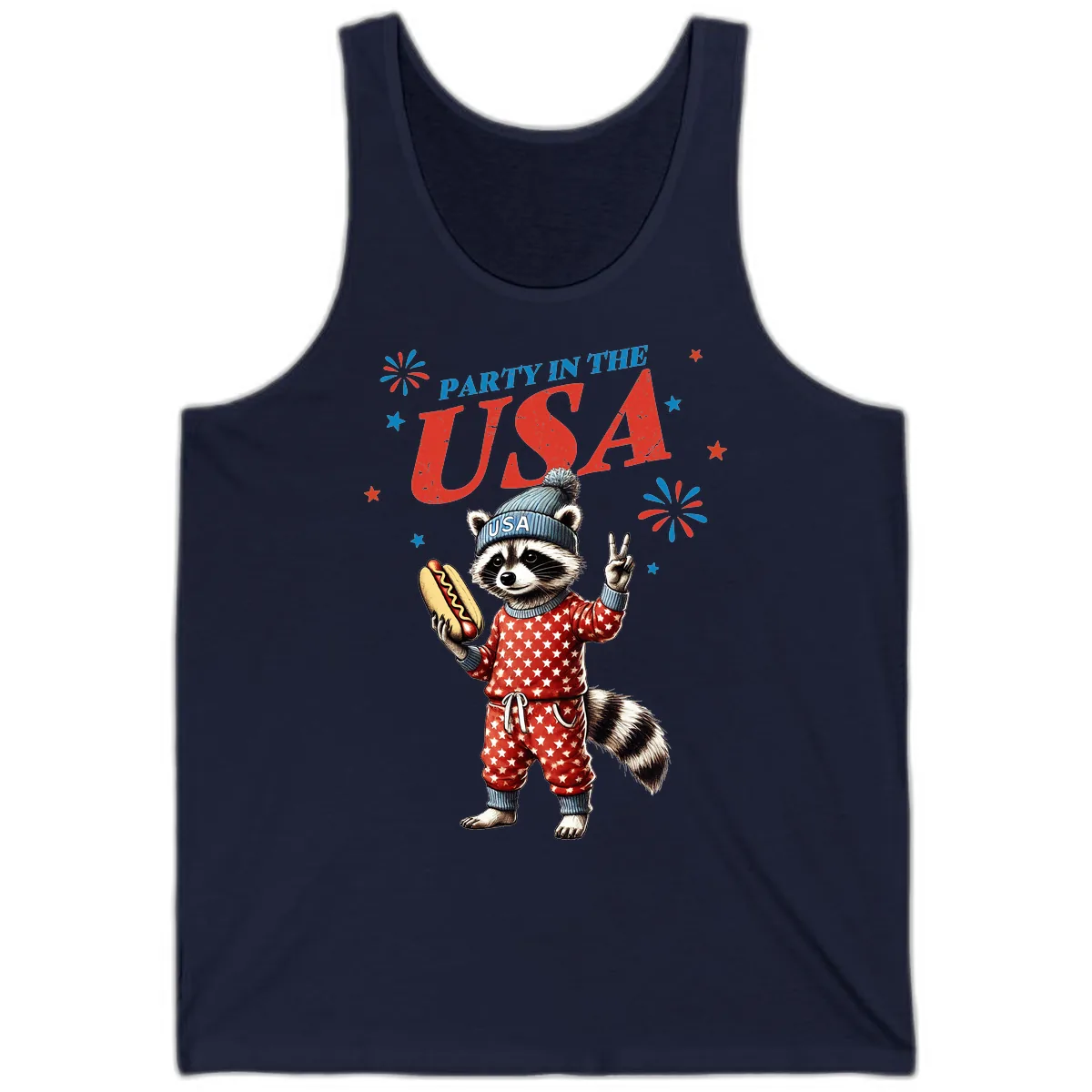 Party USA Raccoon Hotdog Celebration Tank in Navy