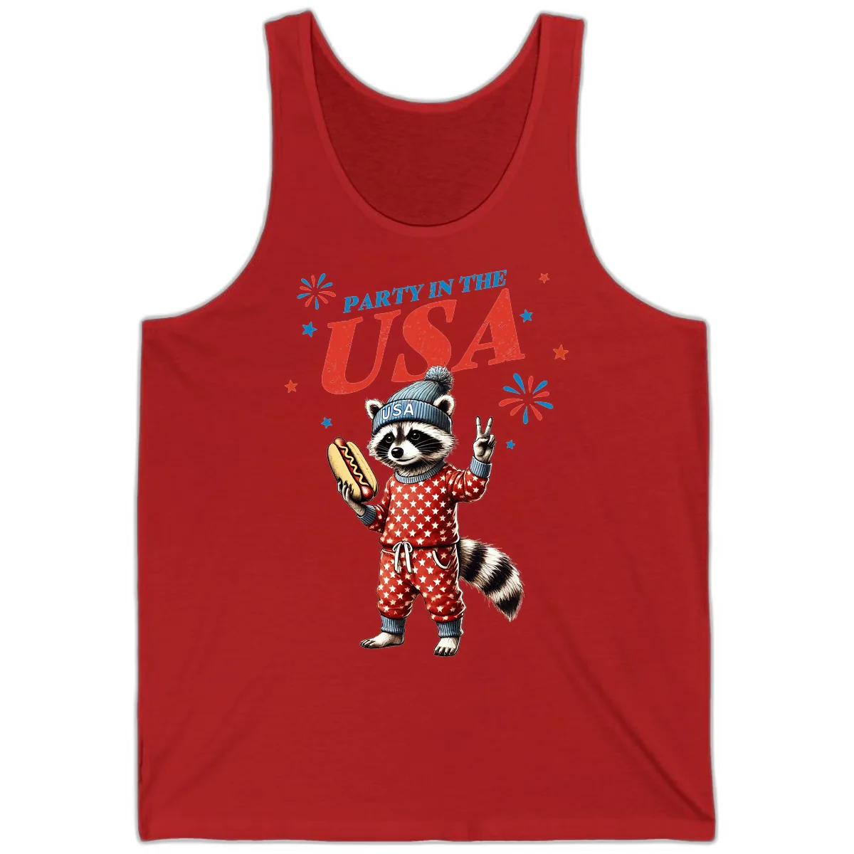 Party USA Raccoon Hotdog Celebration Tank in Red