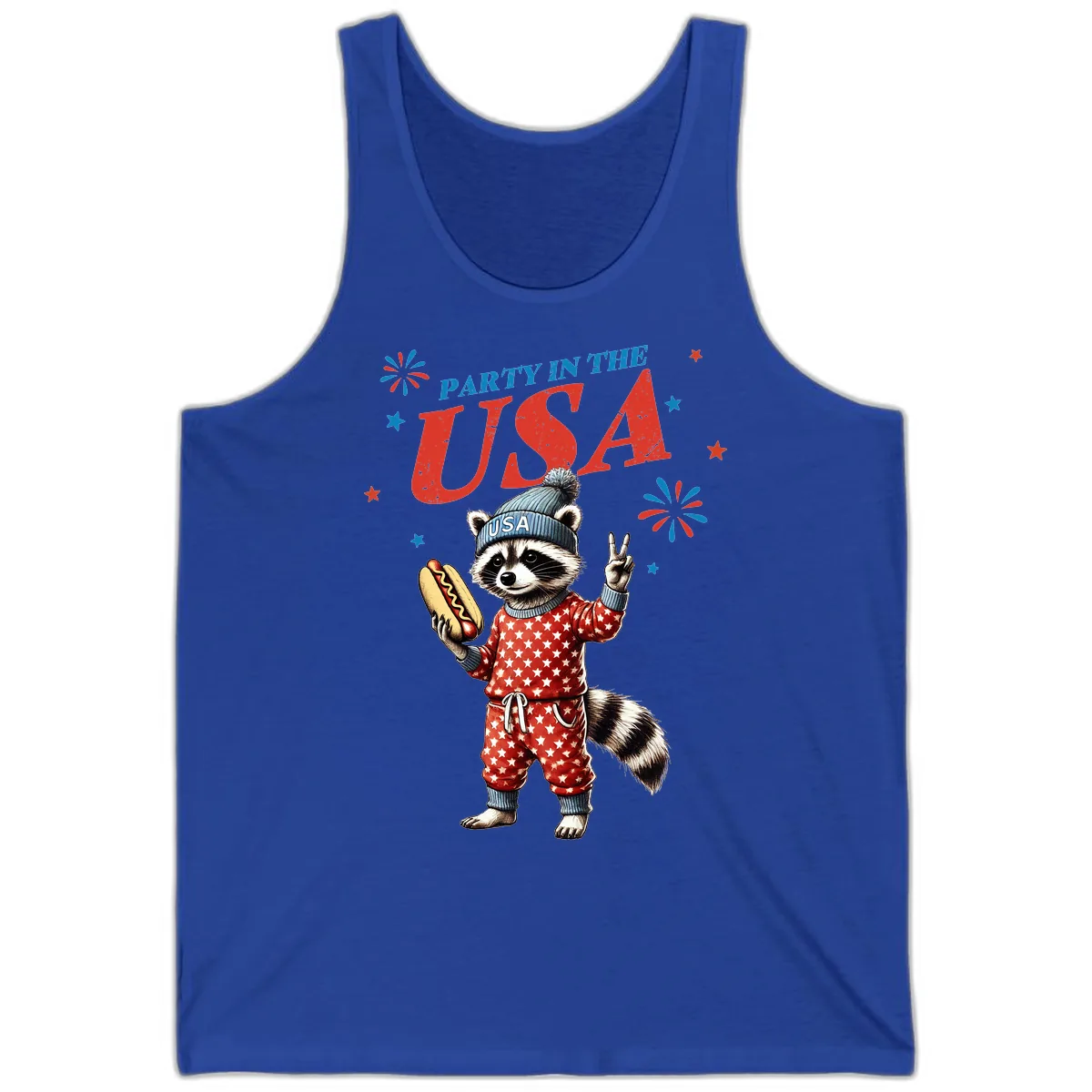 Party USA Raccoon Hotdog Celebration Tank in True Royal
