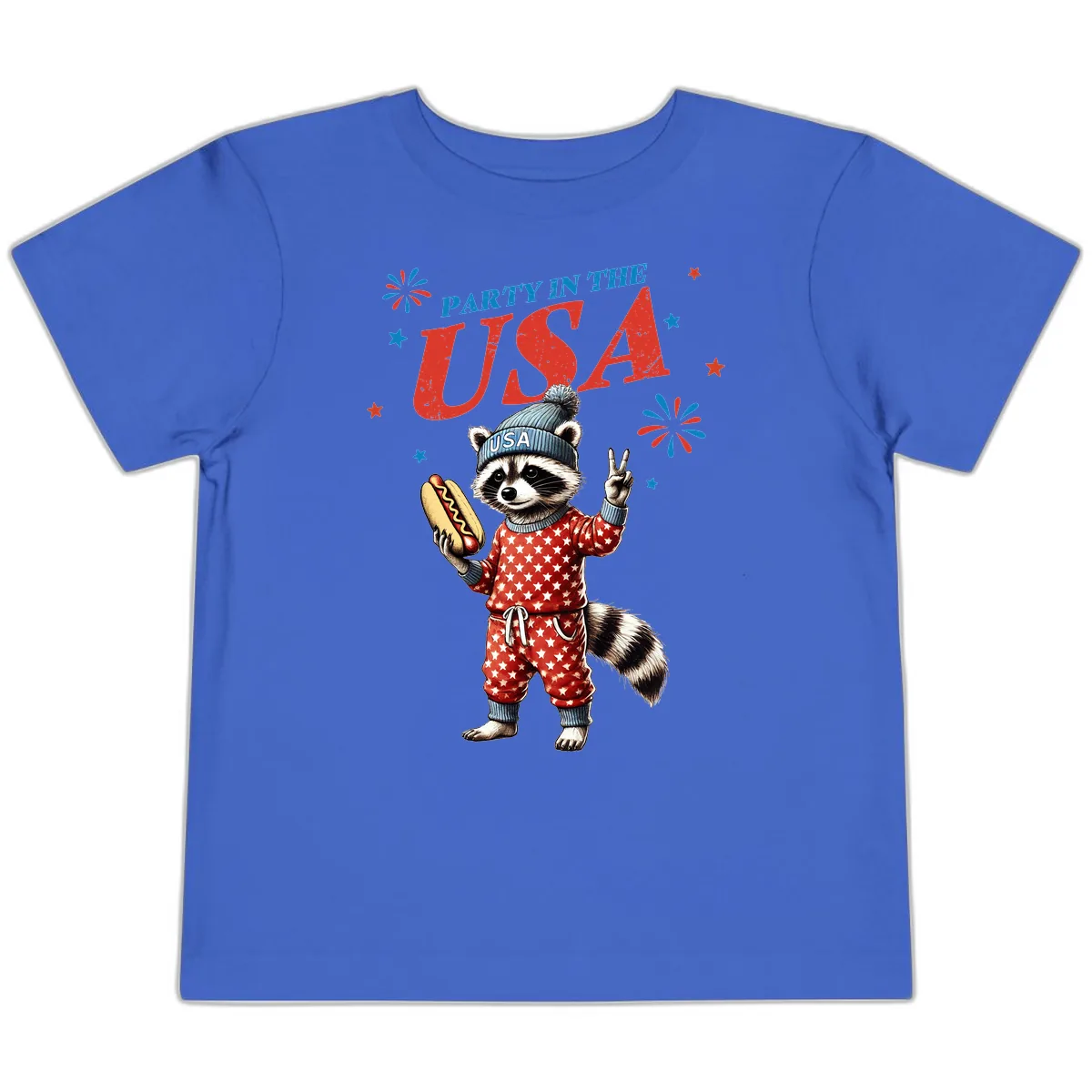 Party USA Raccoon Hotdog Celebration Toddler T-Shirt in True Royal