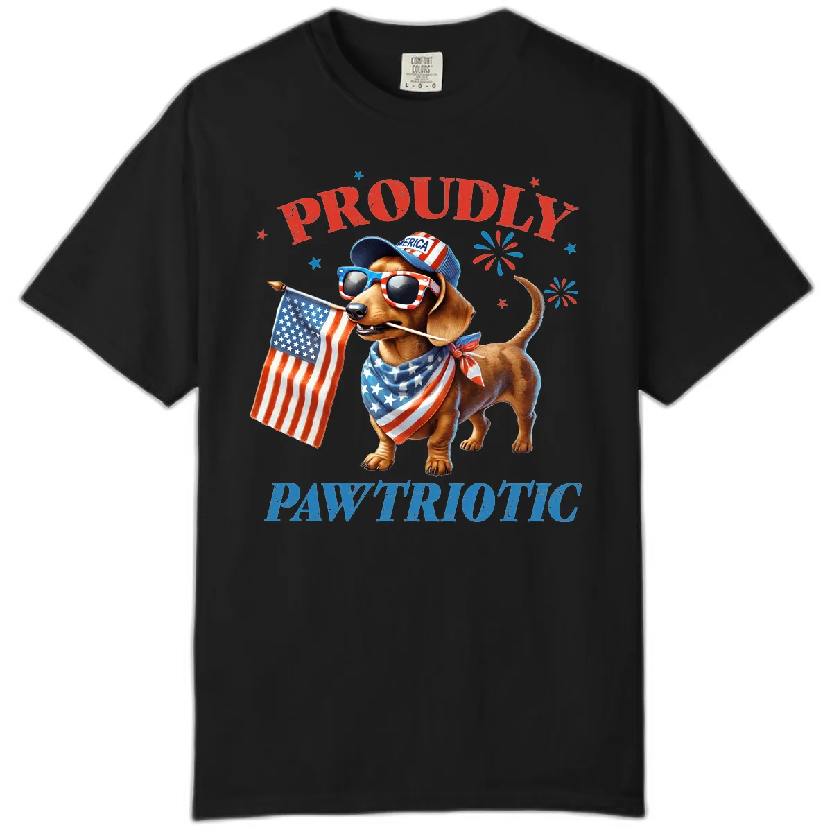 Proudly Pawtriotic Dachshund Dog Comfort Color in Black