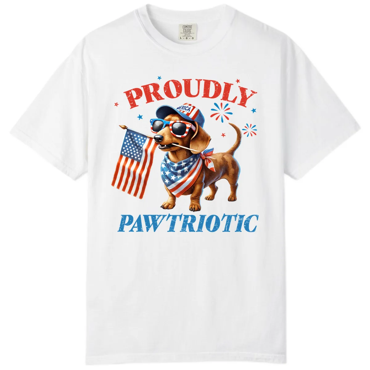 Proudly Pawtriotic Dachshund Dog Comfort Color in White