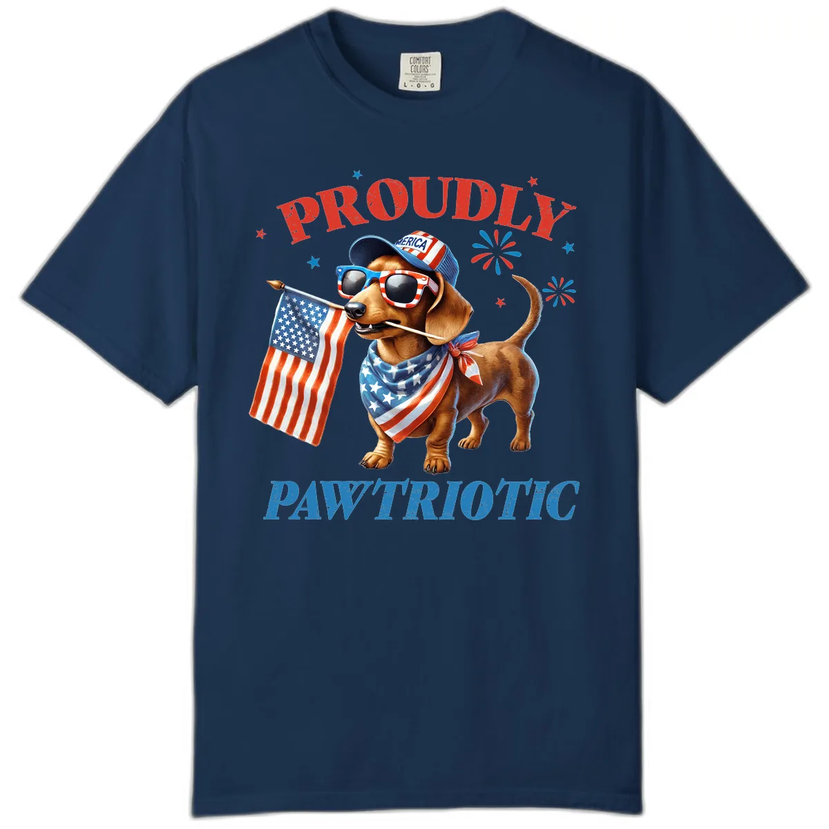 Proudly Pawtriotic Dachshund Dog Comfort Color in Navy
