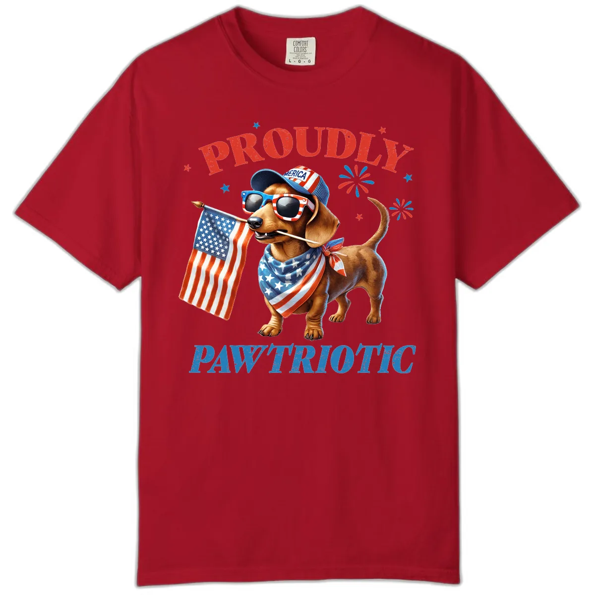 Proudly Pawtriotic Dachshund Dog Comfort Color in Red