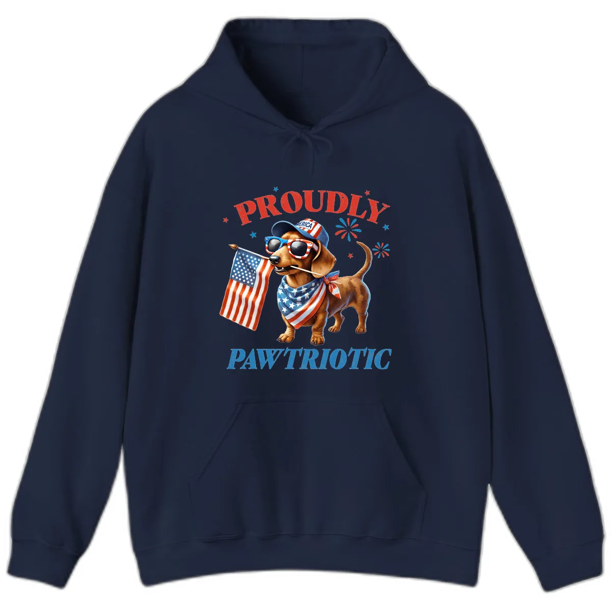 Proudly Pawtriotic Dachshund Dog Hoodie in Navy