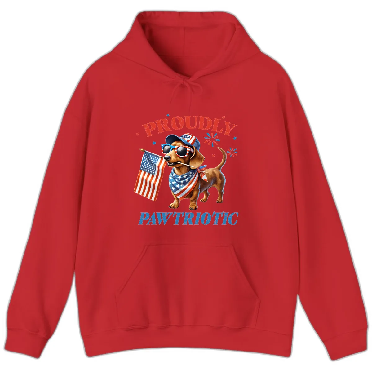 Proudly Pawtriotic Dachshund Dog Hoodie in Red