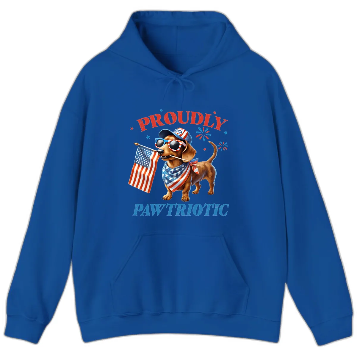 Proudly Pawtriotic Dachshund Dog Hoodie in Royal