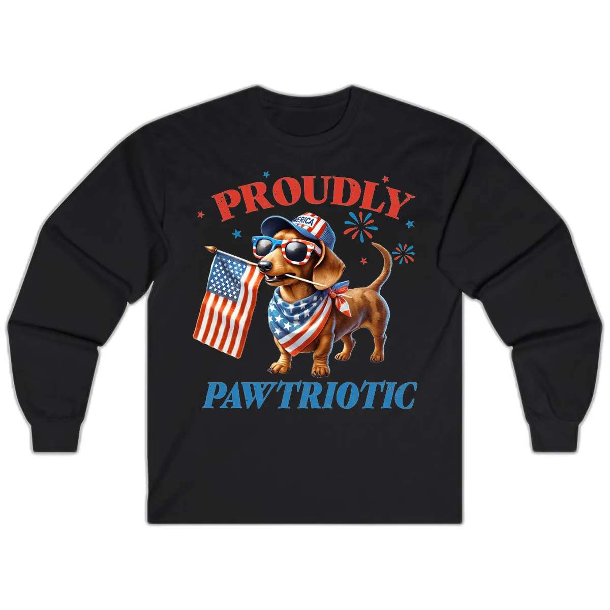 Proudly Pawtriotic Dachshund Dog Long Sleeve in Black