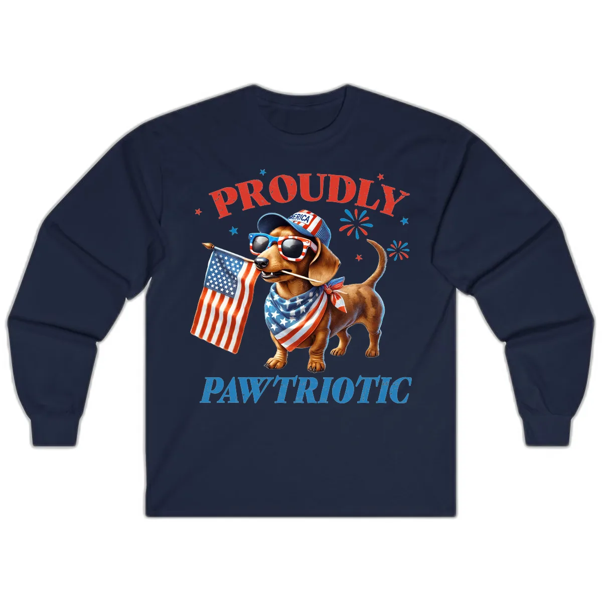 Proudly Pawtriotic Dachshund Dog Long Sleeve in Navy
