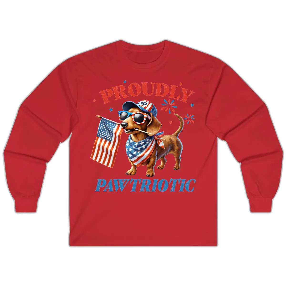 Proudly Pawtriotic Dachshund Dog Long Sleeve in Red