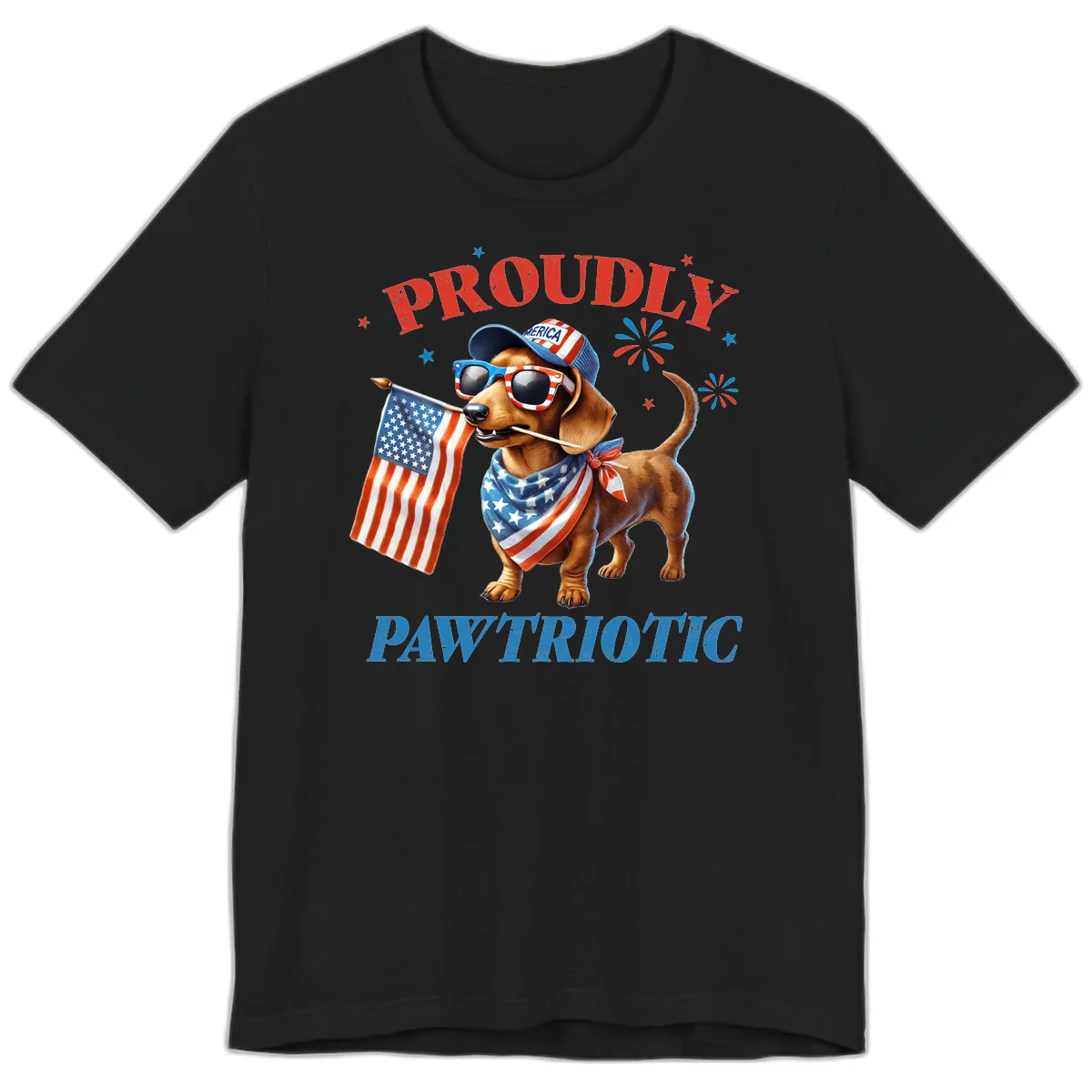 Proudly Pawtriotic Dachshund Dog Premium T-Shirt in Black