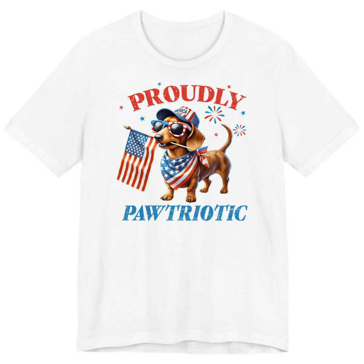 Proudly Pawtriotic Dachshund Dog Premium T-Shirt in White