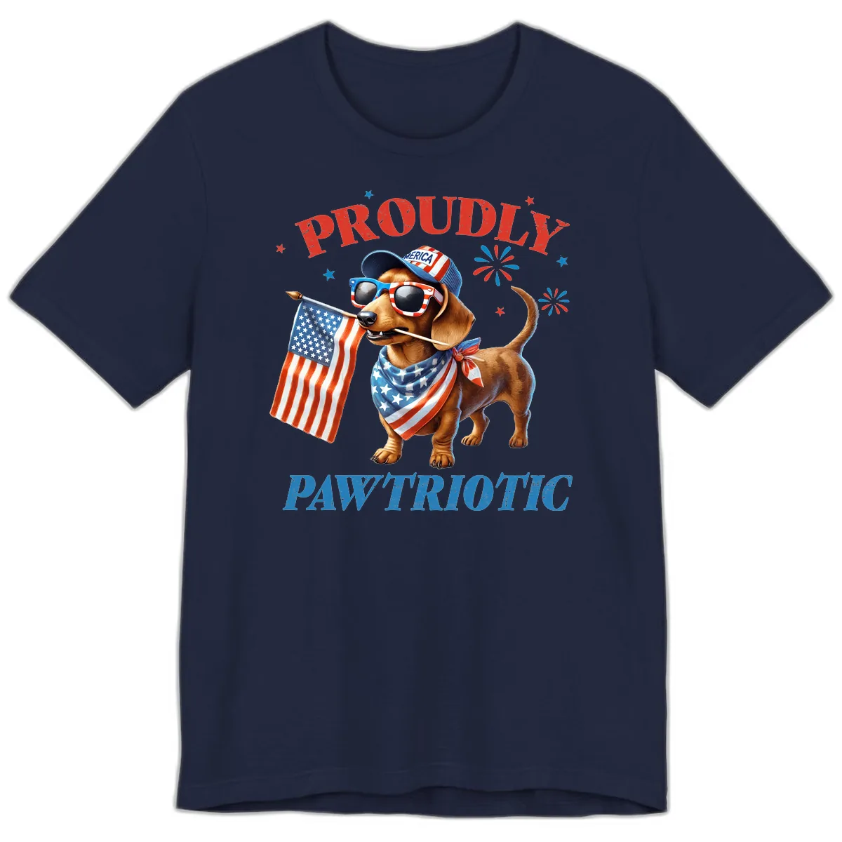 Proudly Pawtriotic Dachshund Dog Premium T-Shirt in Navy