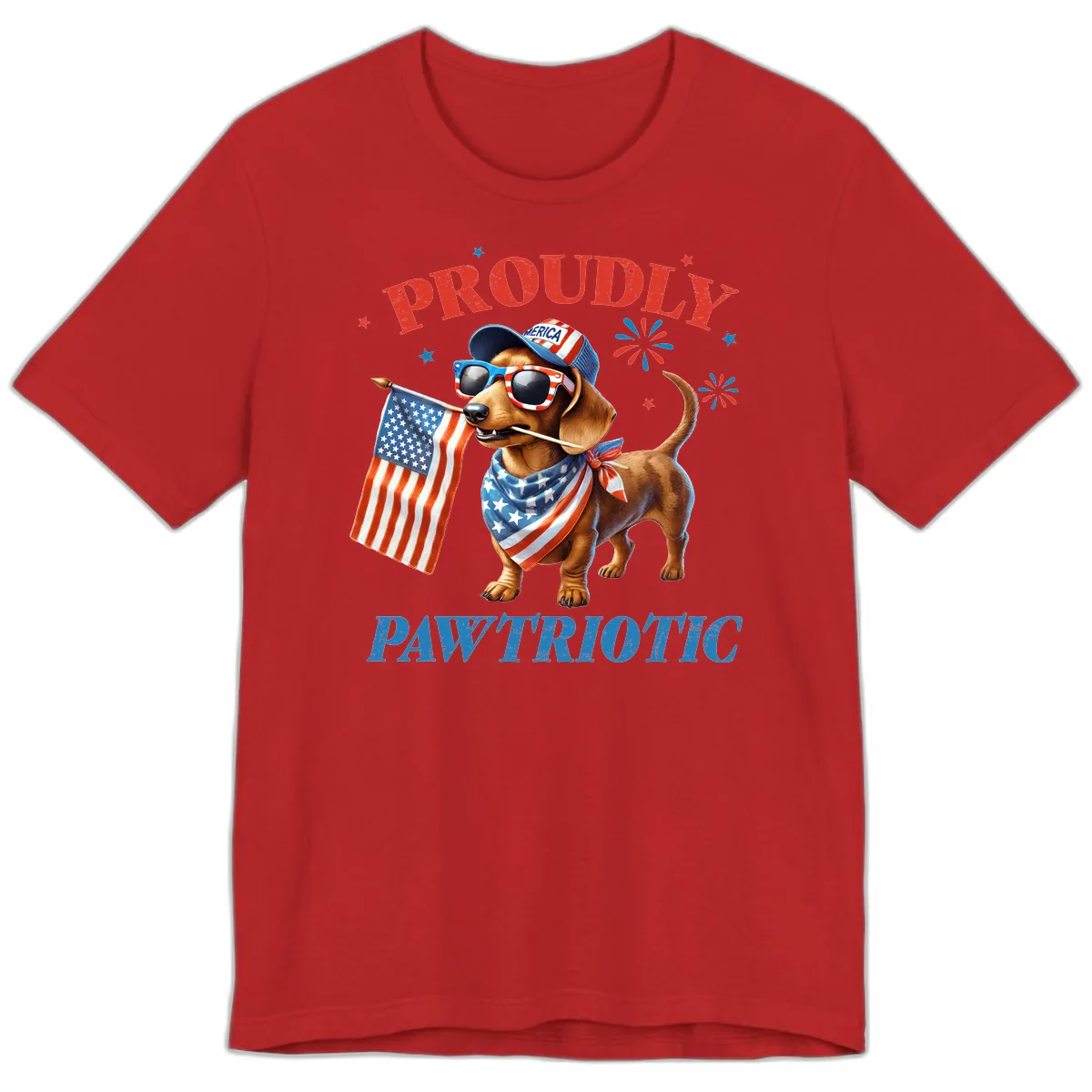 Proudly Pawtriotic Dachshund Dog Premium T-Shirt in Red