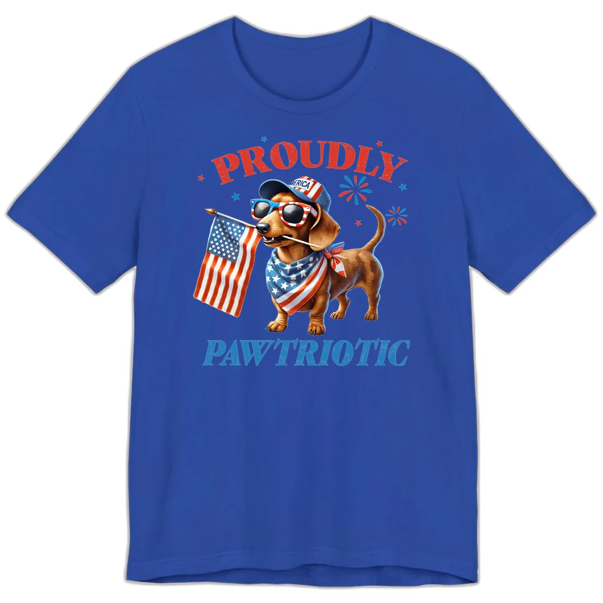 Proudly Pawtriotic Dachshund Dog Premium T-Shirt in True Royal