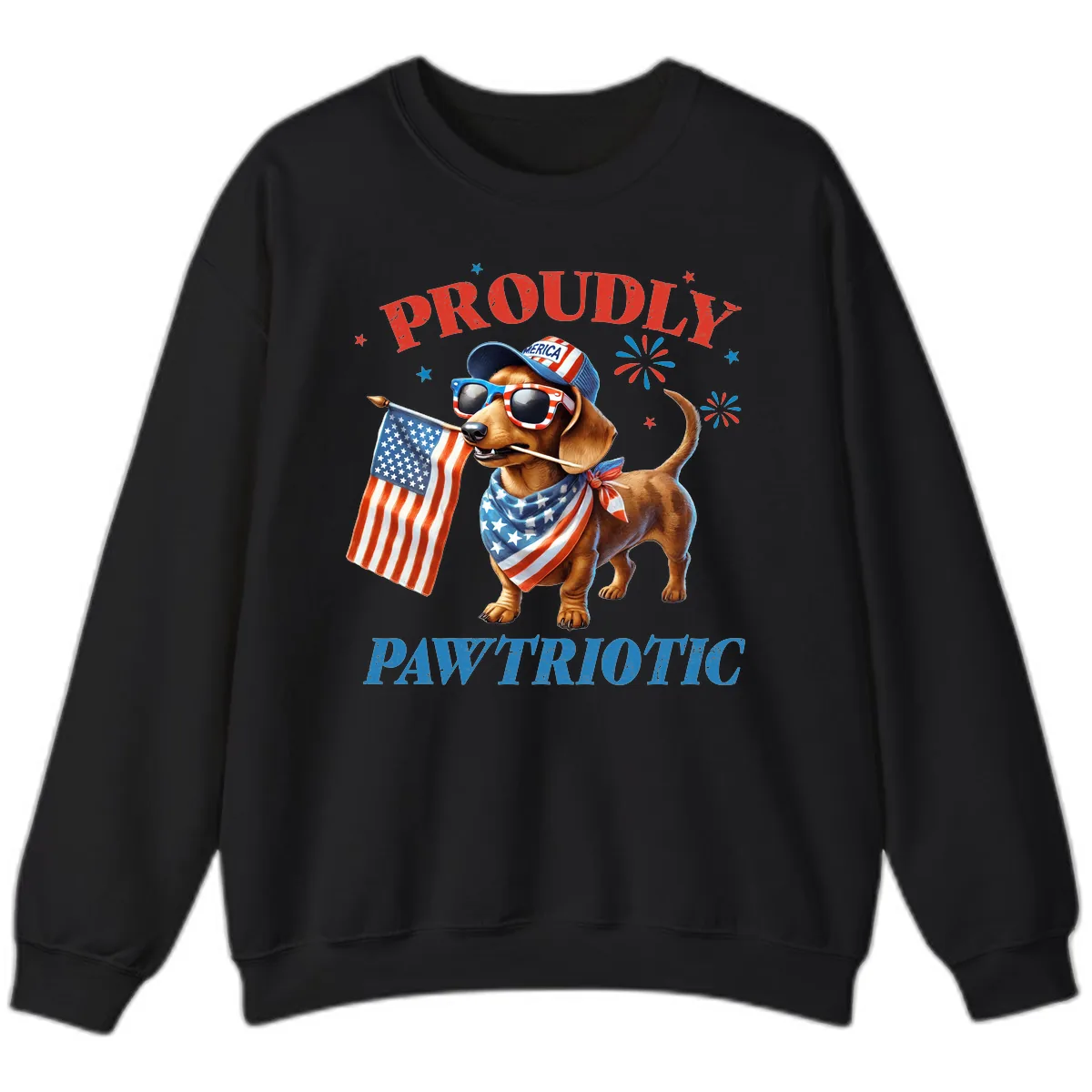 Proudly Pawtriotic Dachshund Dog Sweatshirt in Black