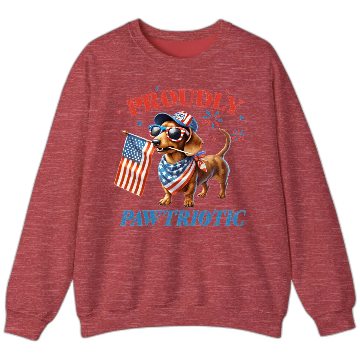 Proudly Pawtriotic Dachshund Dog Sweatshirt in Heather Scarlet Red