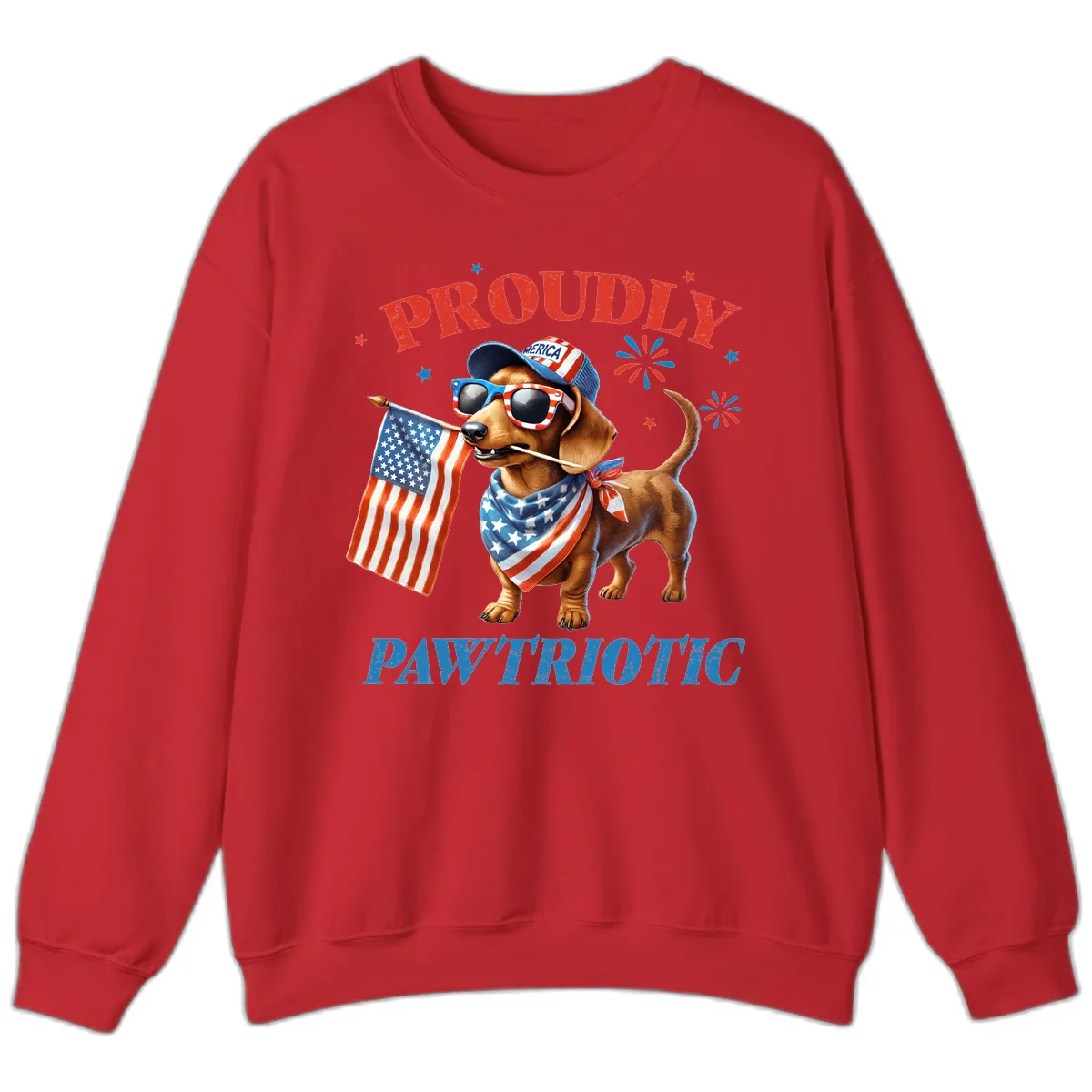 Proudly Pawtriotic Dachshund Dog Sweatshirt in Red