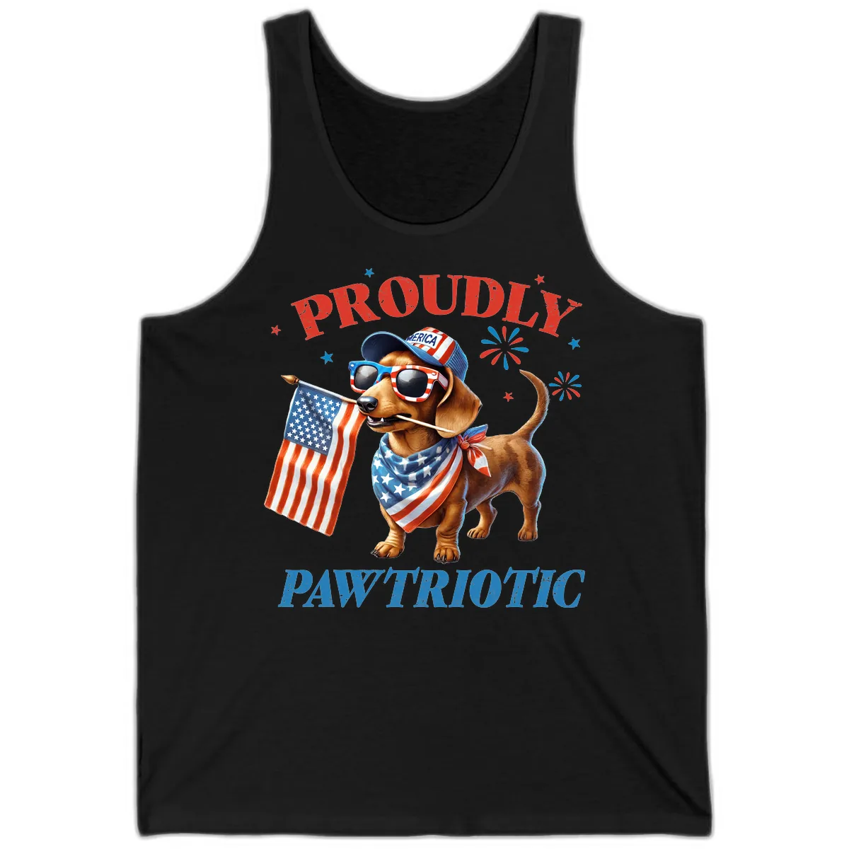 Proudly Pawtriotic Dachshund Dog Tank in Black