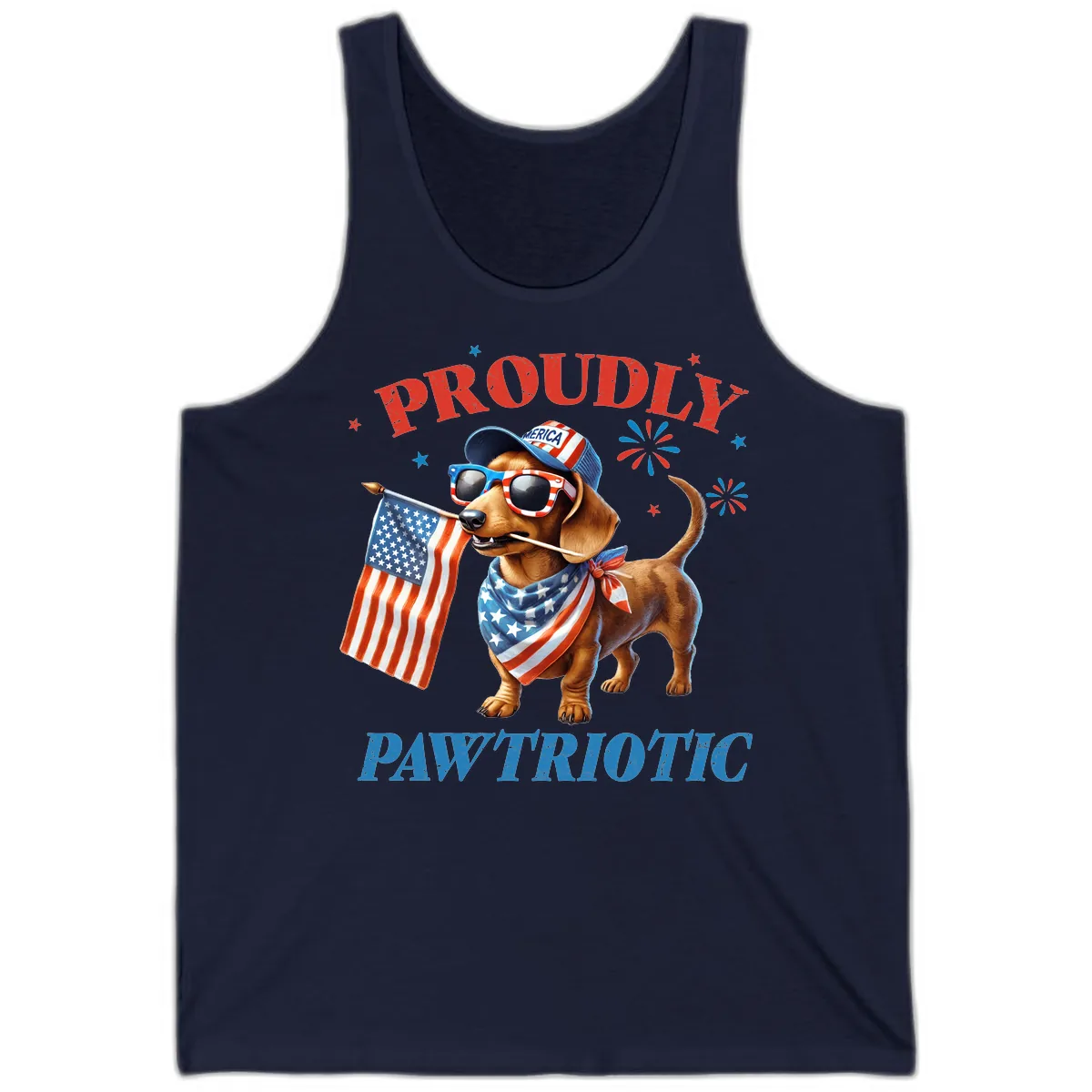 Proudly Pawtriotic Dachshund Dog Tank in Navy