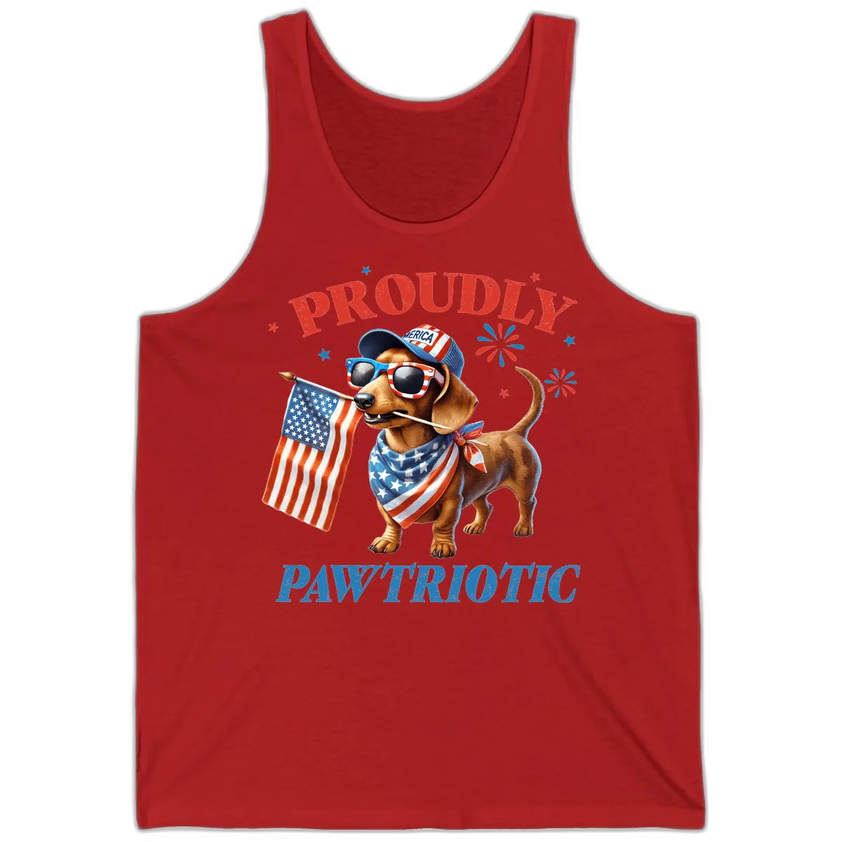 Proudly Pawtriotic Dachshund Dog Tank in Red