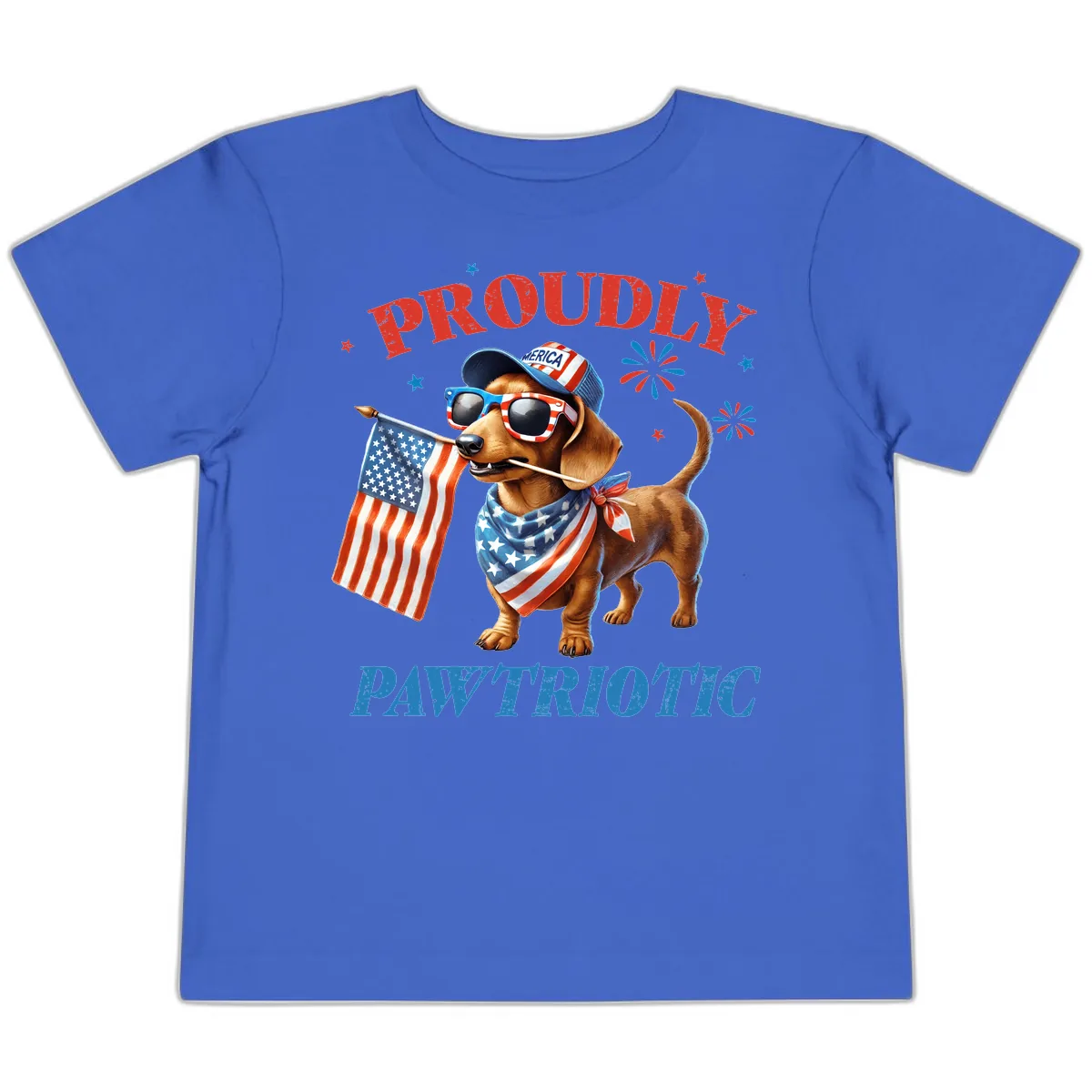 Proudly Pawtriotic Dachshund Dog Toddler T-Shirt in True Royal