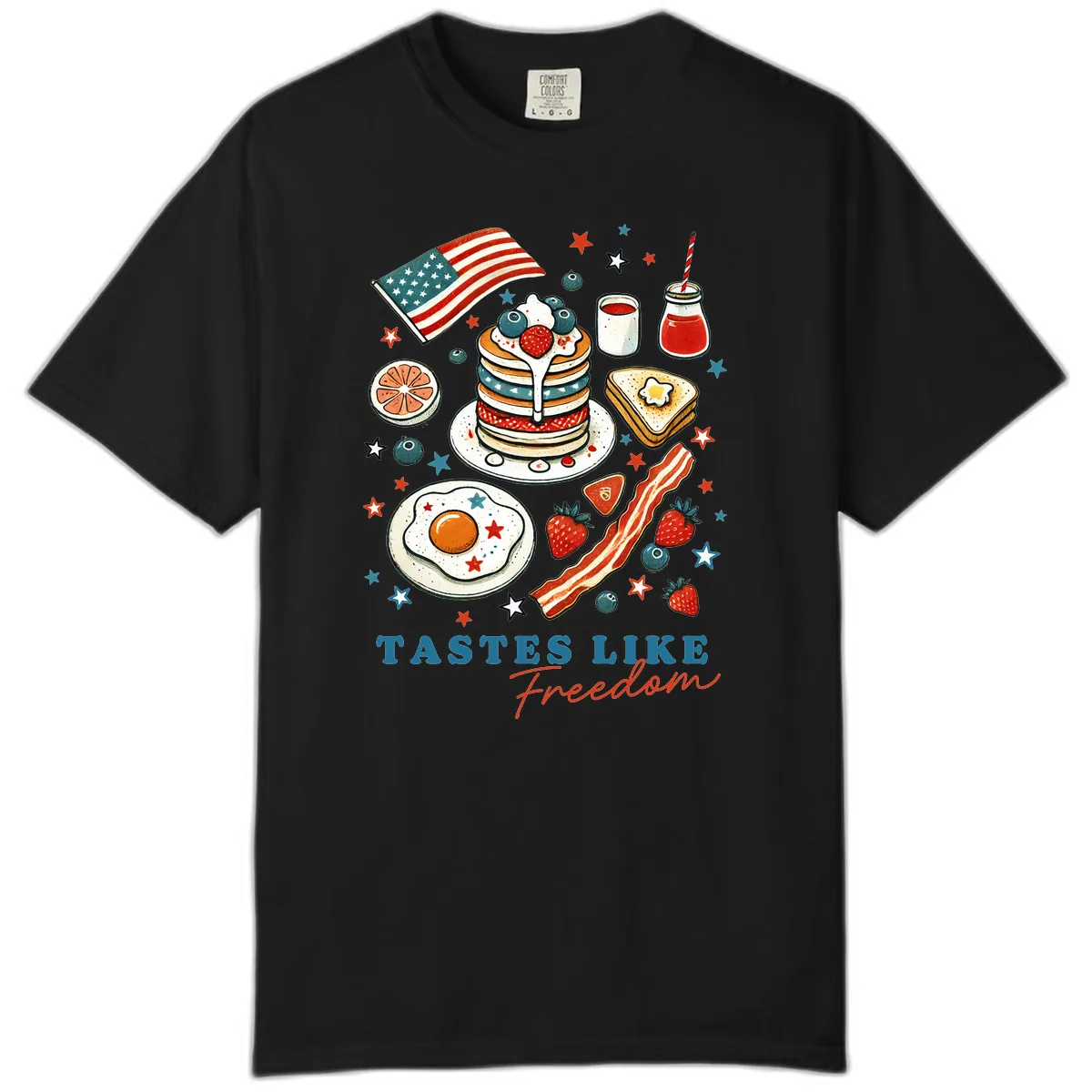 Patriotic Breakfast Tastes Like Freedom Comfort Color in Black