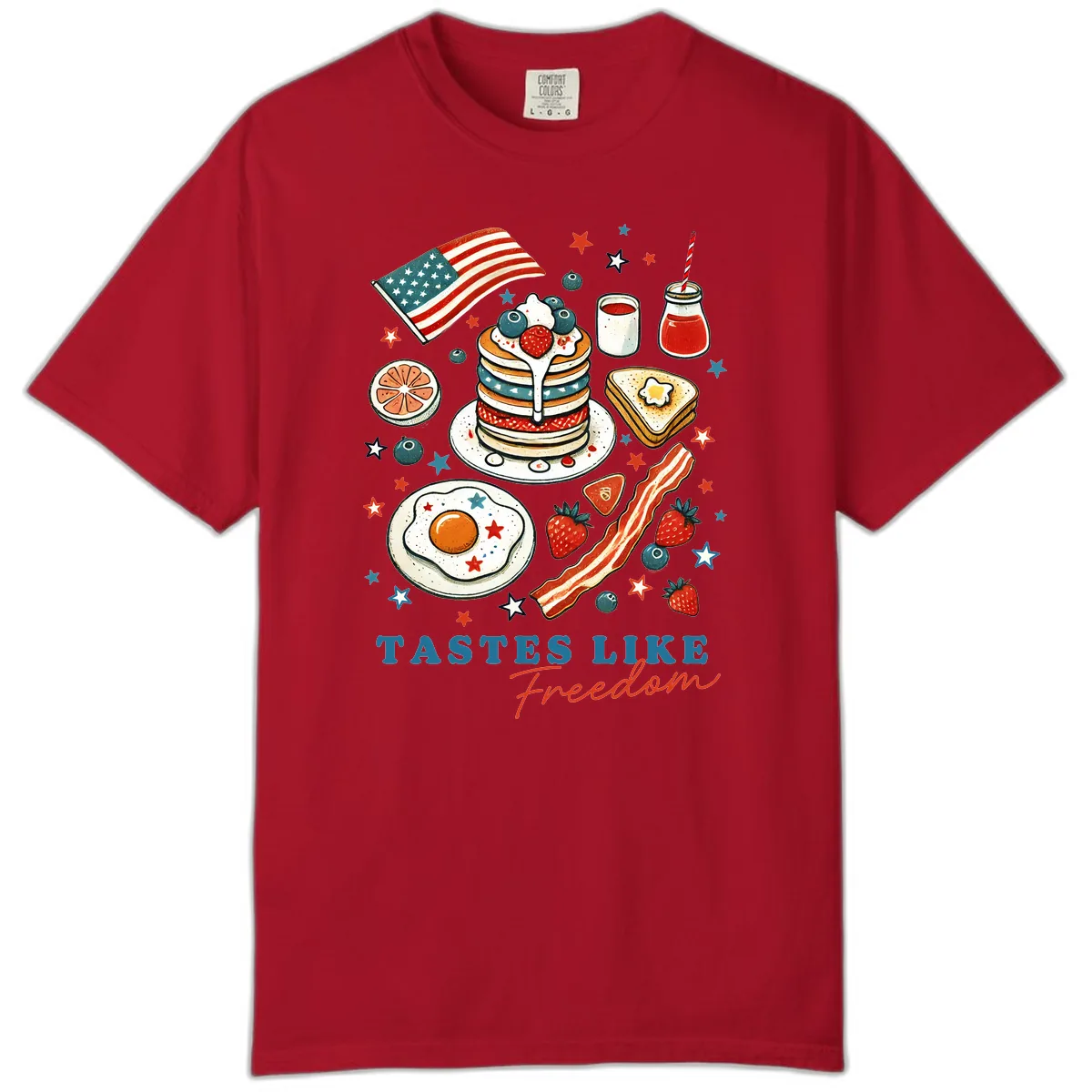 Patriotic Breakfast Tastes Like Freedom Comfort Color in Red