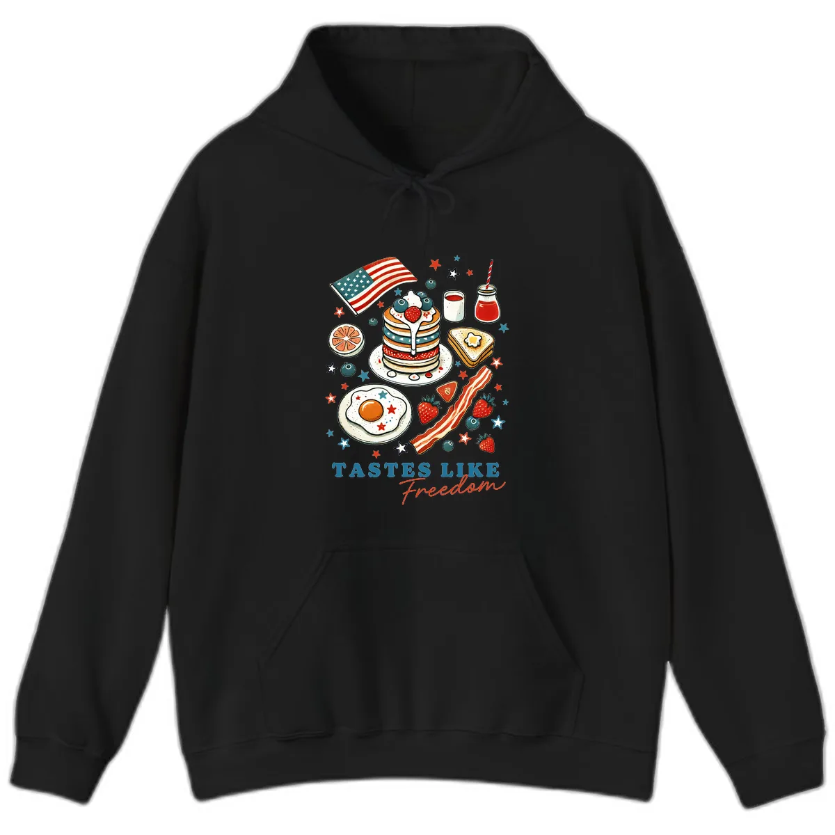 Patriotic Breakfast Tastes Like Freedom Hoodie in Black
