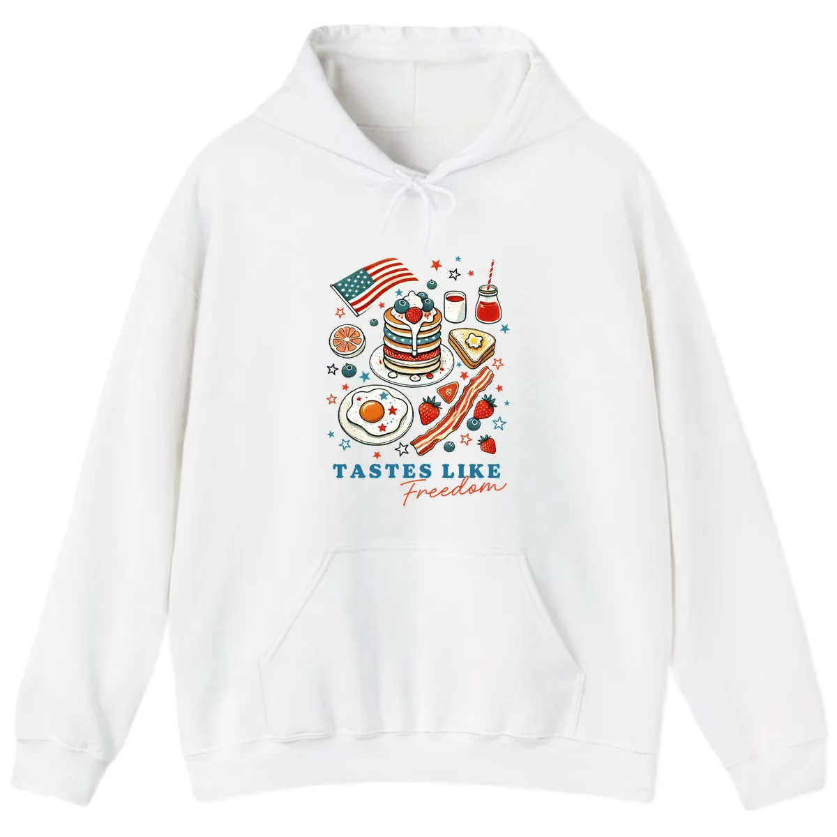 Patriotic Breakfast Tastes Like Freedom Hoodie in White