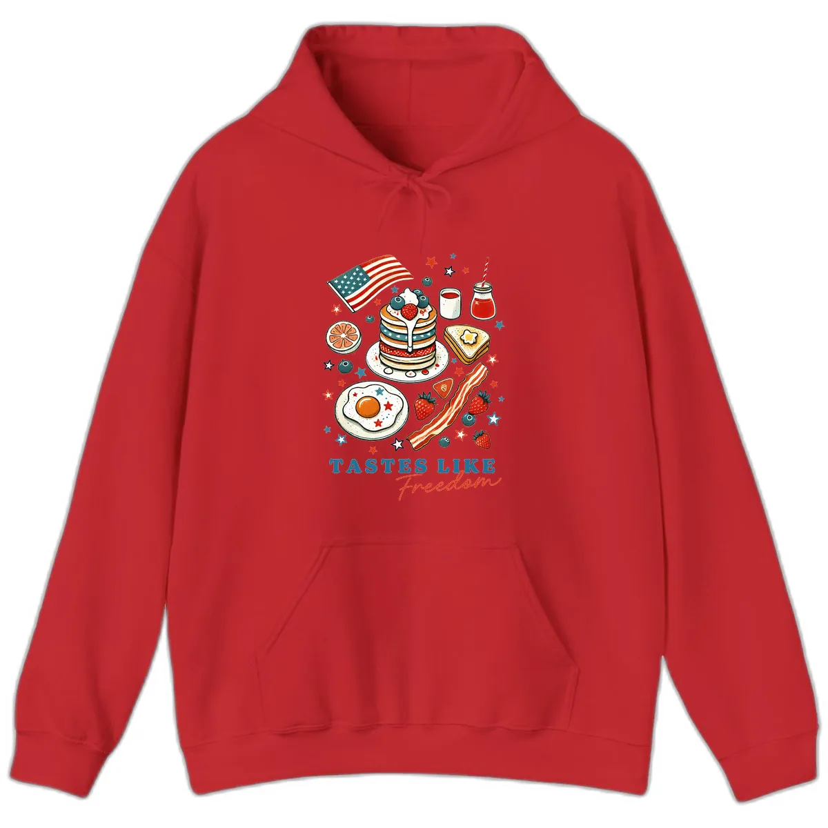 Patriotic Breakfast Tastes Like Freedom Hoodie in Red