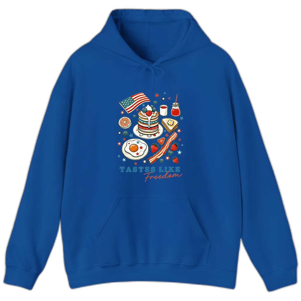 Patriotic Breakfast Tastes Like Freedom Hoodie in Royal