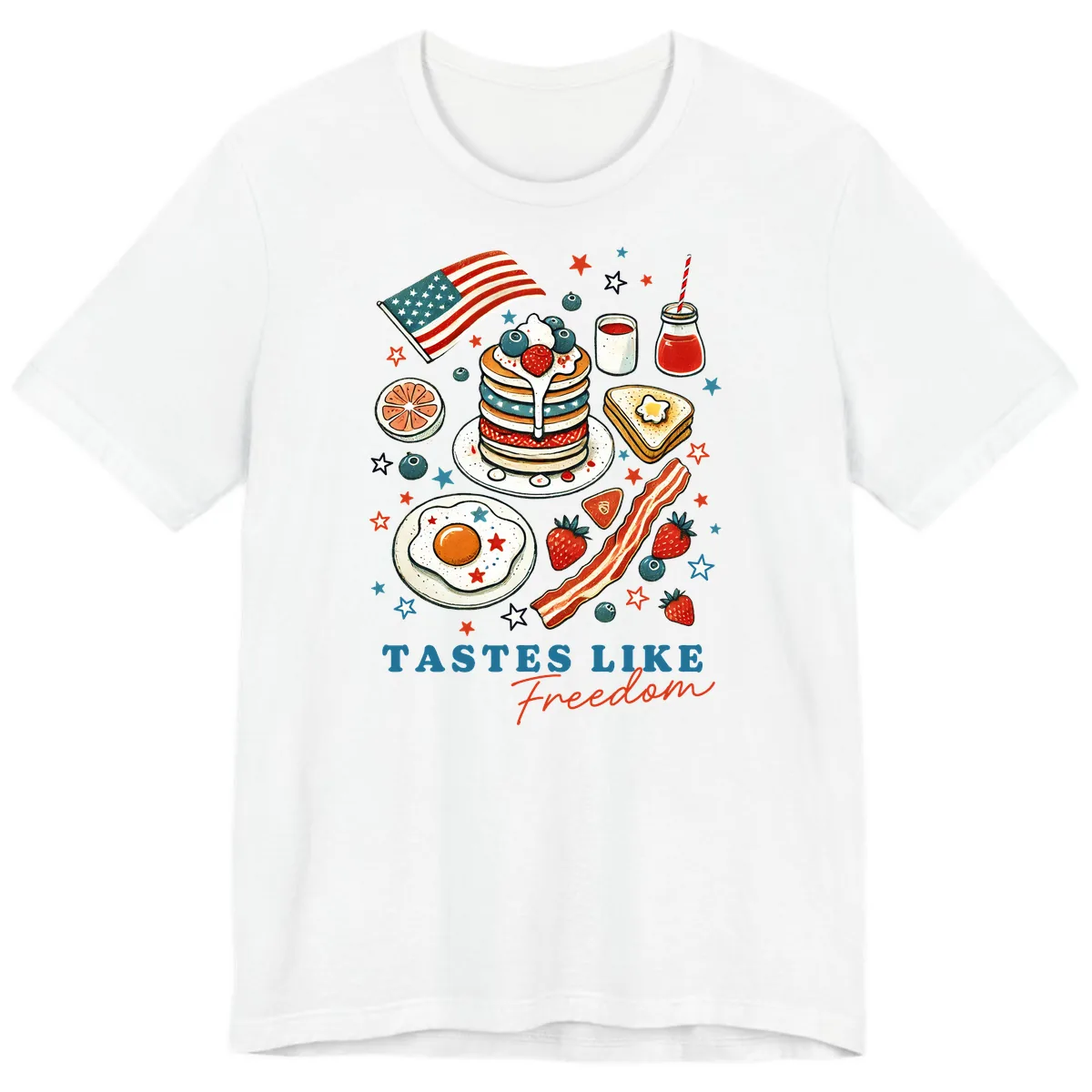 Patriotic Breakfast Tastes Like Freedom Premium T-Shirt in White