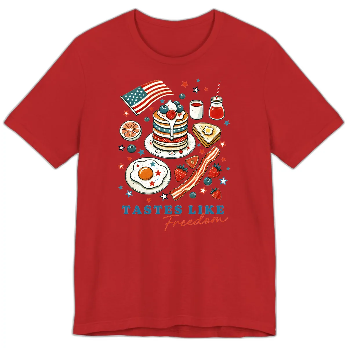 Patriotic Breakfast Tastes Like Freedom Premium T-Shirt in Red