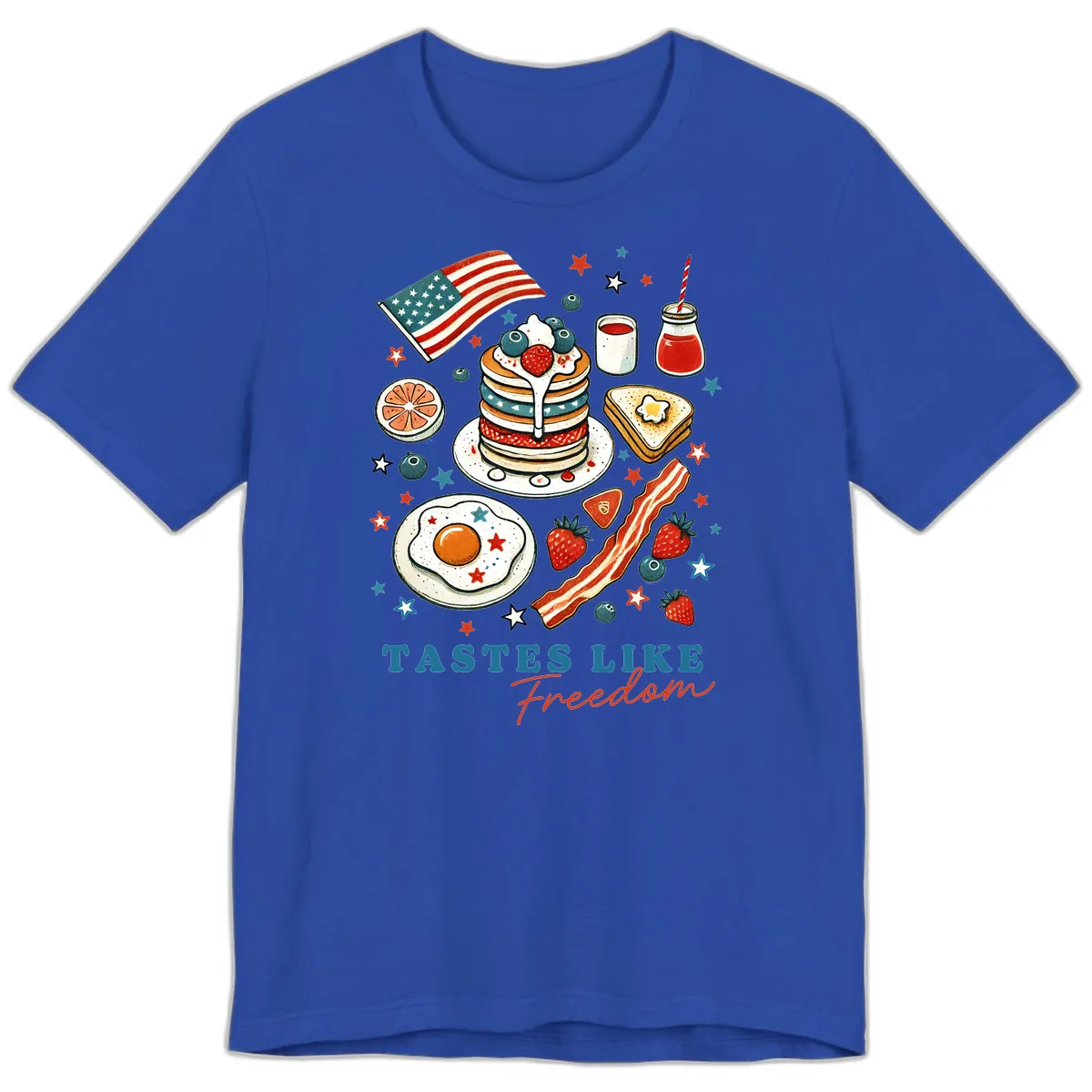 Patriotic Breakfast Tastes Like Freedom Premium T-Shirt in True Royal