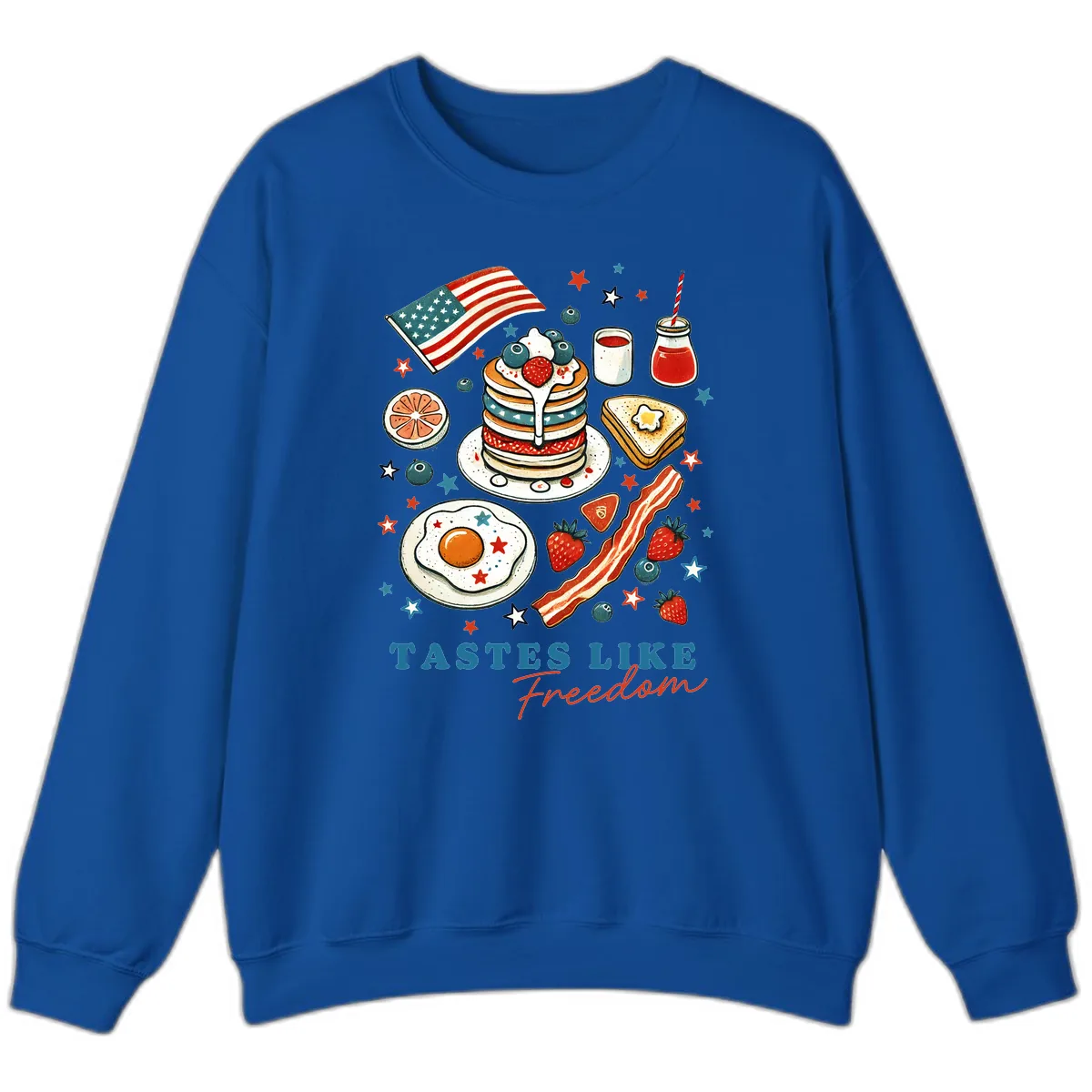 Patriotic Breakfast Tastes Like Freedom Sweatshirt in Royal