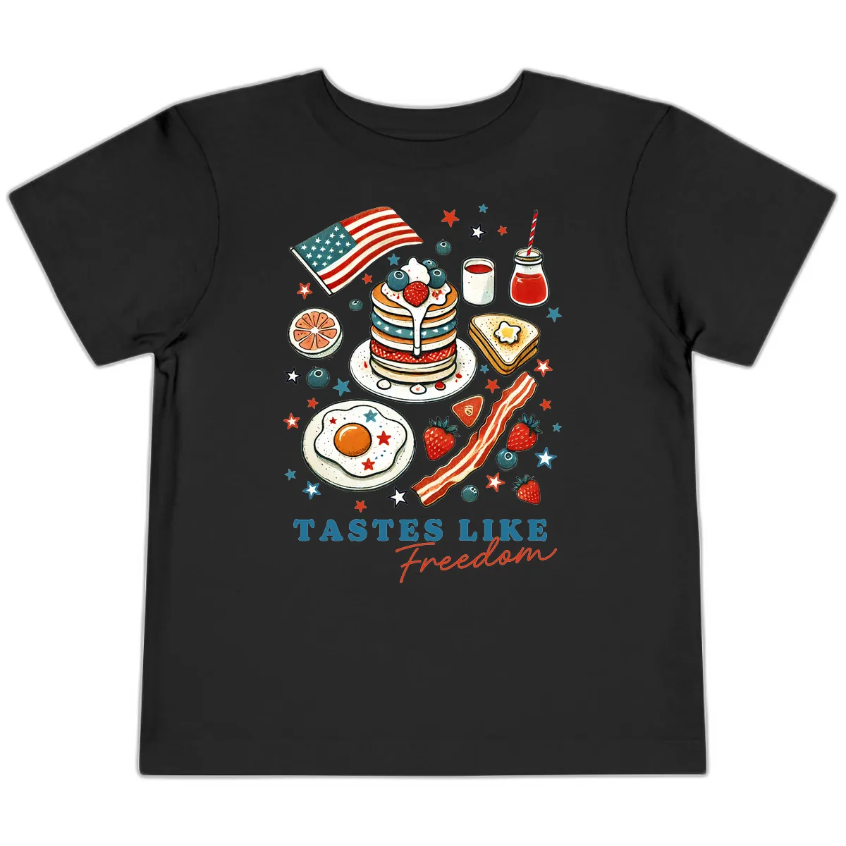 Patriotic Breakfast Tastes Like Freedom Toddler T-Shirt in Black