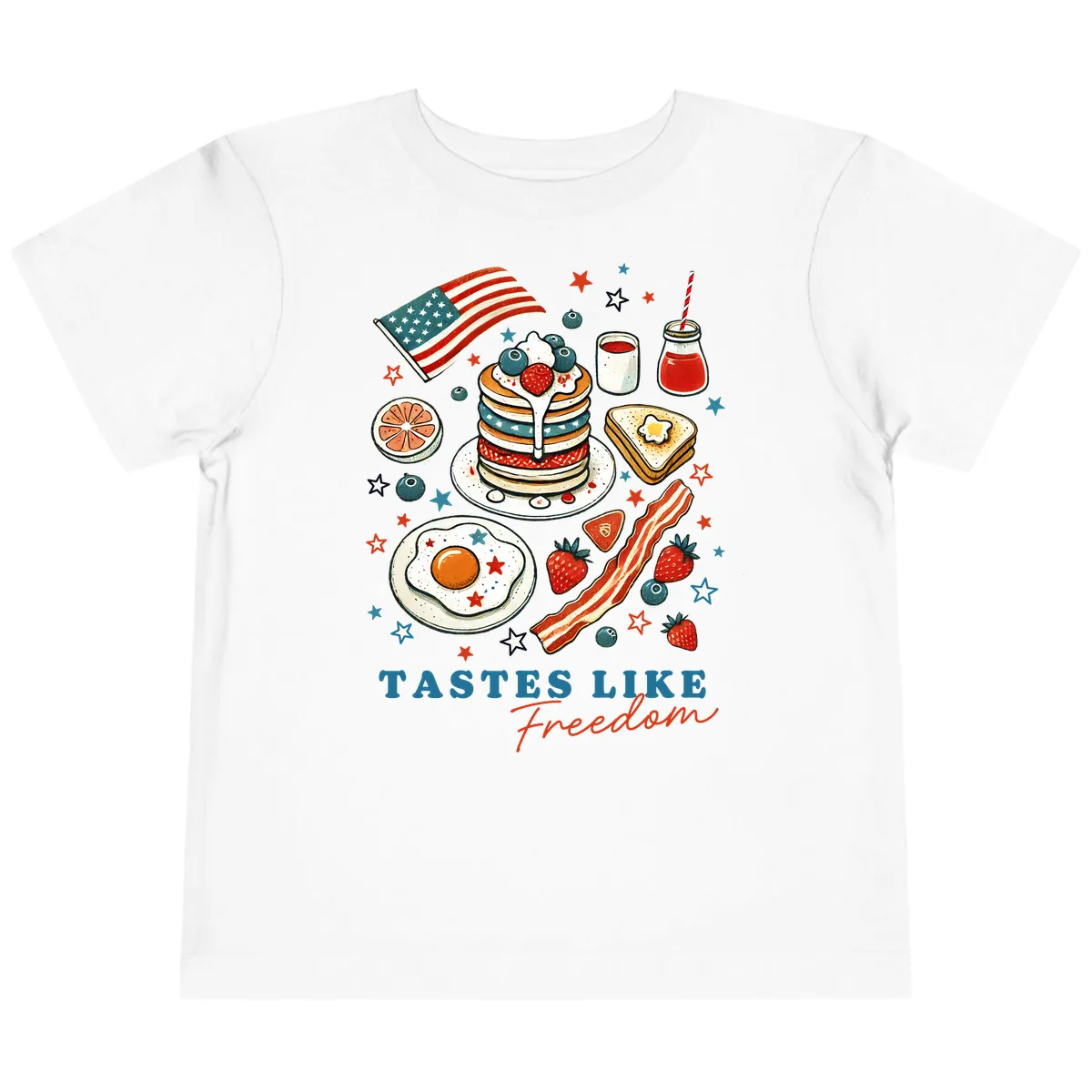 Patriotic Breakfast Tastes Like Freedom Toddler T-Shirt in White