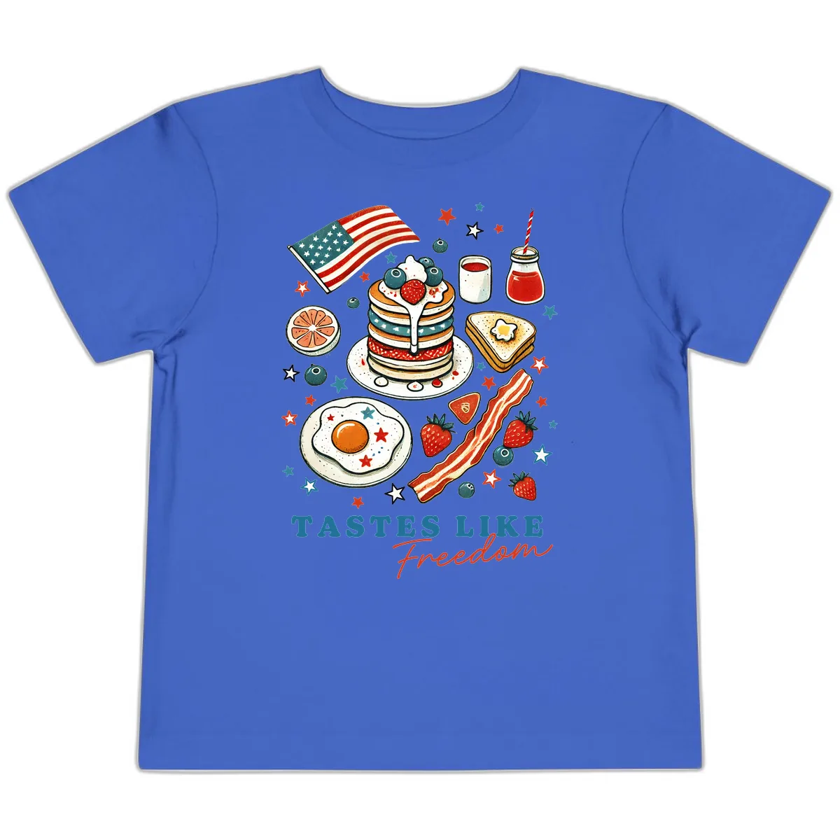 Patriotic Breakfast Tastes Like Freedom Toddler T-Shirt in True Royal