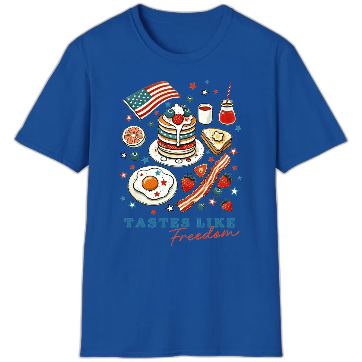 Patriotic Breakfast Tastes Like Freedom T-Shirt in Royal