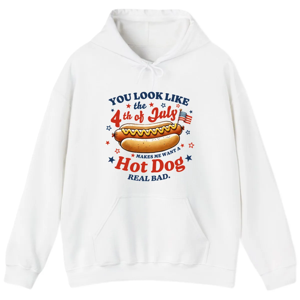 You Look Like the 4th of July Hot Dog Hoodie in White